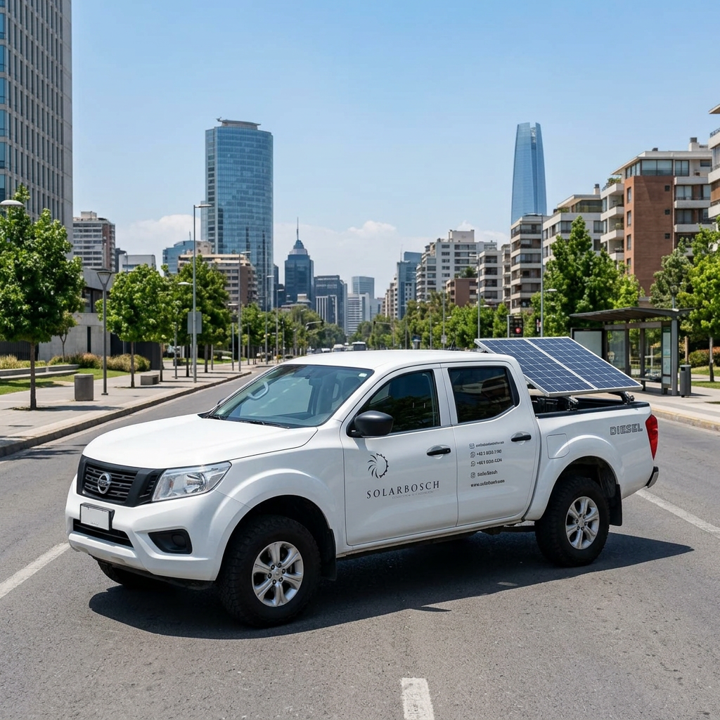 Camioneta SolarBosch con paneles solares en Santiago